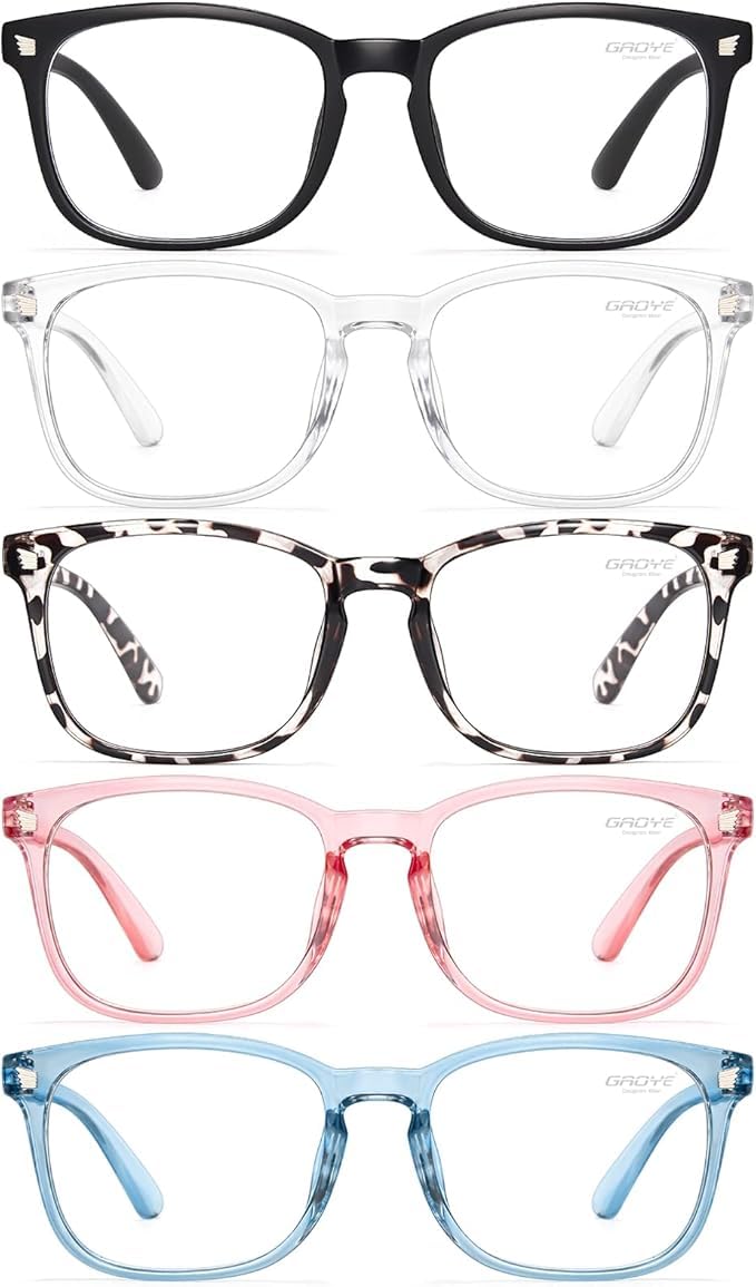 Blue Light Blocking Glasses - Fashion Square Fake Eyeglasses, Anti UV Ray Computer Gaming Glasses Blue Blockers for Women/Men